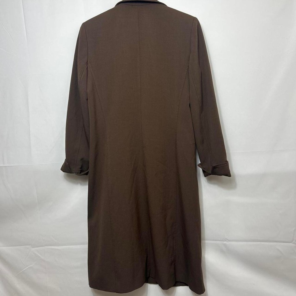 Vintage Harvé Benard Chocolate Brown Trench Coat Color block Trench Coat Size 8 - Picture 2 of 5